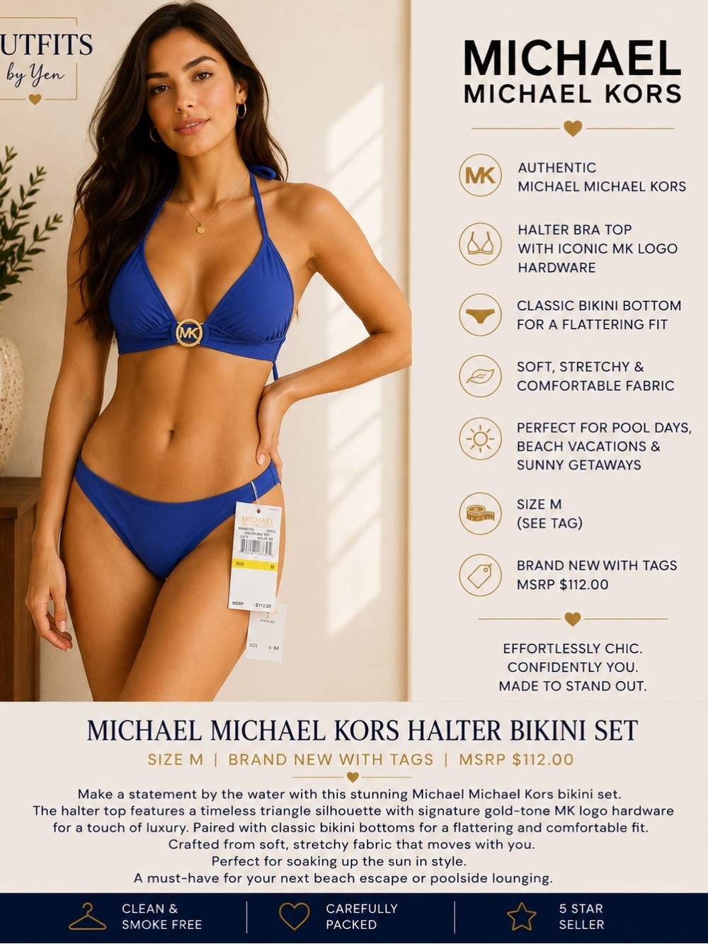 MICHAEL Michael Kors Black Bikini with Gold MK Accent